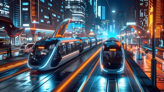 Photo hydrogenpowered public transport a vision of future urban mobility