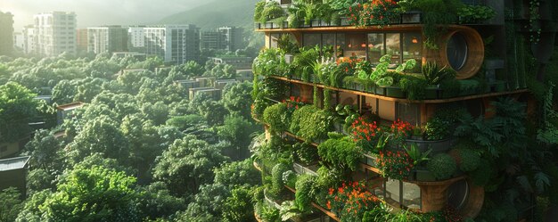 Photo hydroponic farming towers for urban agriculture wallpaper