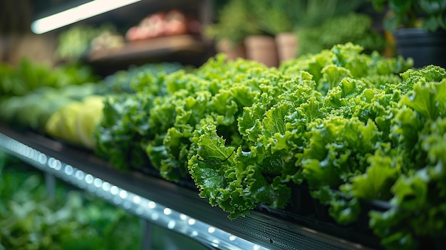 Photo hydroponic lettuce production renewable background