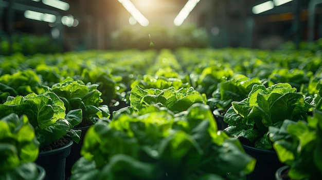 Photo hydroponic lettuce production renewable wallpaper