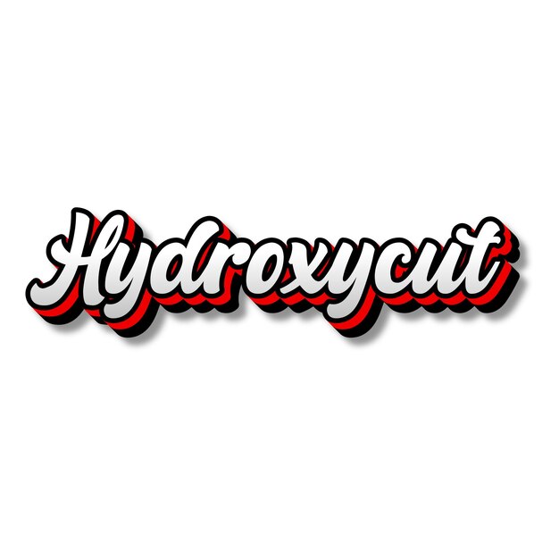 Hydroxycut Text 3D Silver Red Black White Background Photo JPG