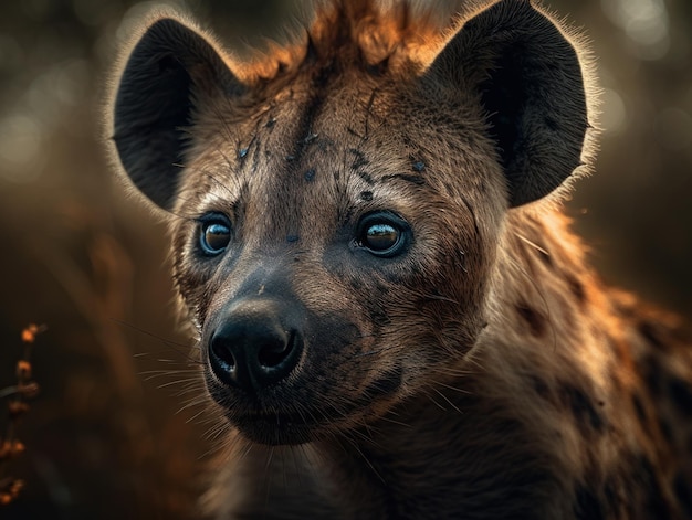 Hyena close up portrait created with Generative AI technology