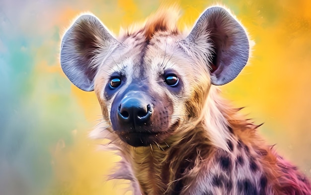 A hyena is looking at the camera.