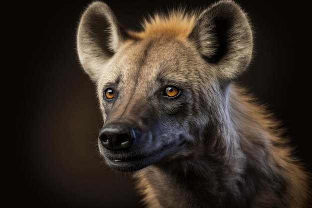 Портрет гиены на темном фоне AI Generative