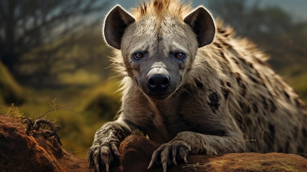 Hyena walking in the wild