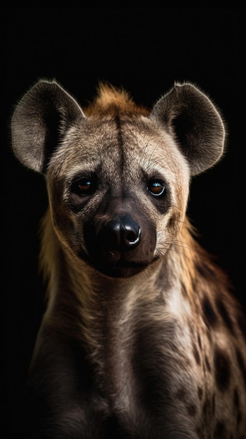 A hyena with a black background