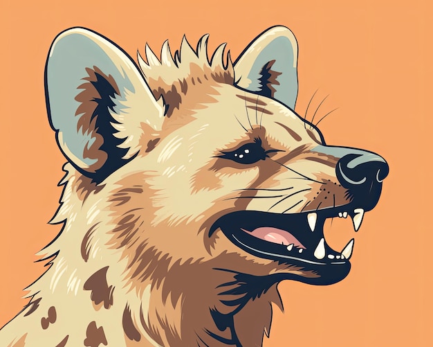 A hyena39s head side profile laughing menacingly capturing its wild cackle isolated on background