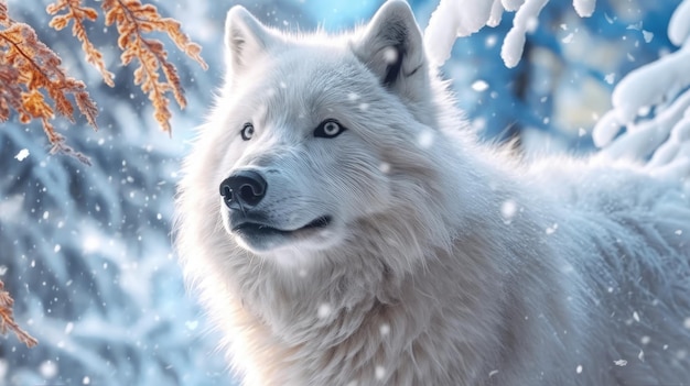 Hyper close up photography of a majestic white wolf