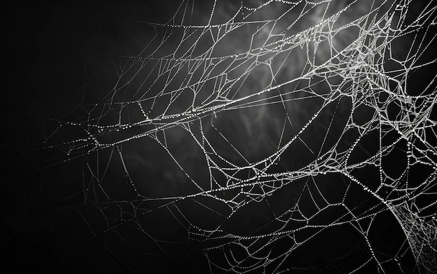 Hyper cobweb spider texture on dark background generative ai