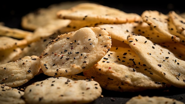 A hyper detailed close up shot of cracked pepper potato chips