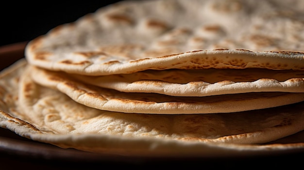 Photo a hyper detailed close up shot of pita bread showcasing its pocket