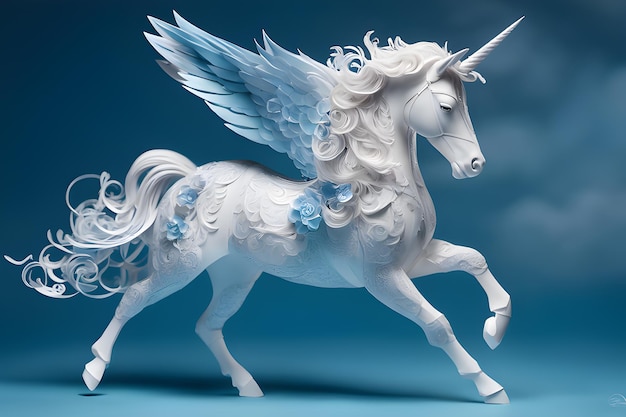 Hyper Detailed Paper Unicorn in Macro Photography