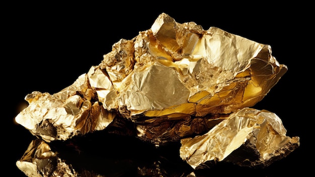 Photo hyper detailed photograph of gold nugget environmental installation art style