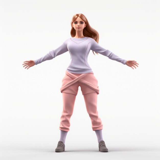 Foto hyper gedetailleerd 3d model van een sportmeisje realistisch roze en expressief