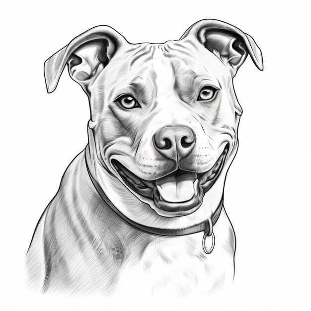 Hyper gedetailleerde digitale illustratie van een glimlachende Amerikaanse Staffordshire Terrier