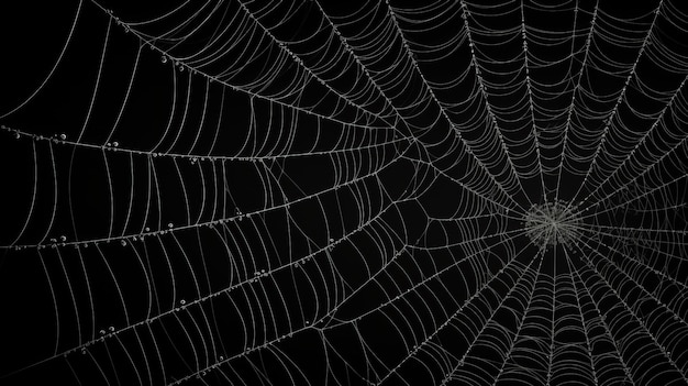 Hyper gedetailleerde spinnenweb kant op zwarte achtergrond Hd