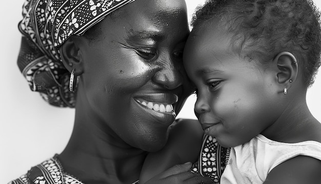 hyper realistc happy african mother and african child