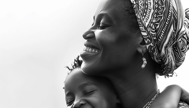 hyper realistc happy african mother and african child