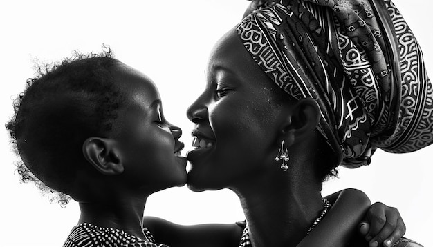 hyper realistc happy african mother and african child