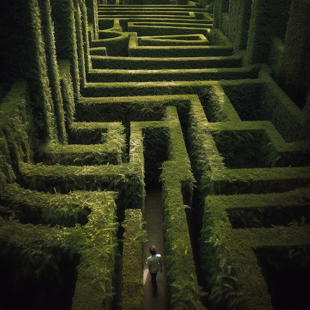 Photo hyper realistic 4k image of green maze circle