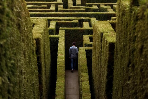 Photo hyper realistic 4k image of green maze circle