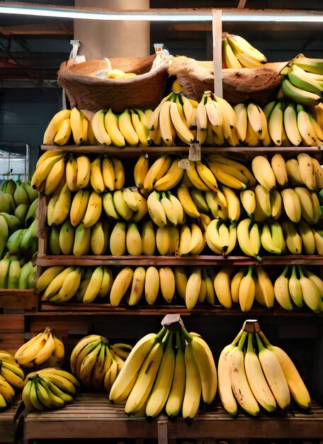 Photo hyper realistic bananas in extreme long shot neutral color palette warm l generative ai generated