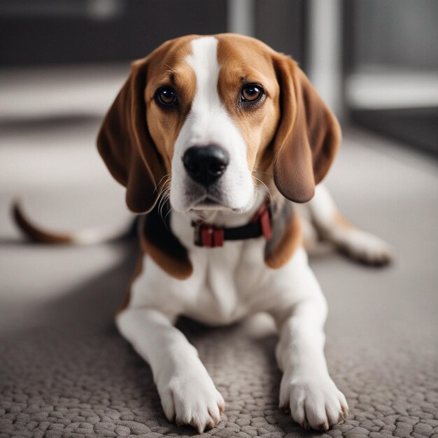 A hyper realistic beagle dog full body with white background