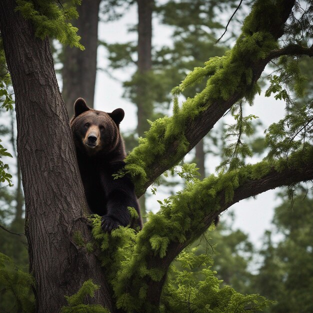 Foto un orso iper realistico sull'albero