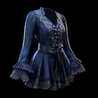 Photo hyper realistic bluelace dress exquisite clothing detail in scifi baroque style