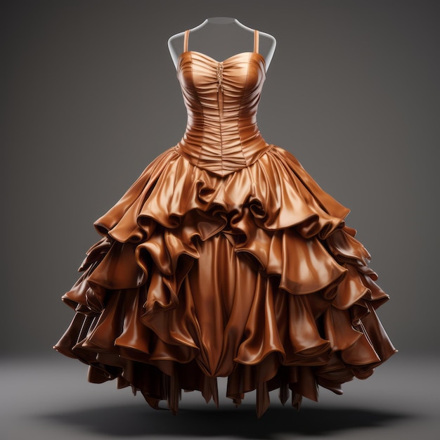 Hyper Realistic Brown Party Dress 3d Model Vladimir Kush Style