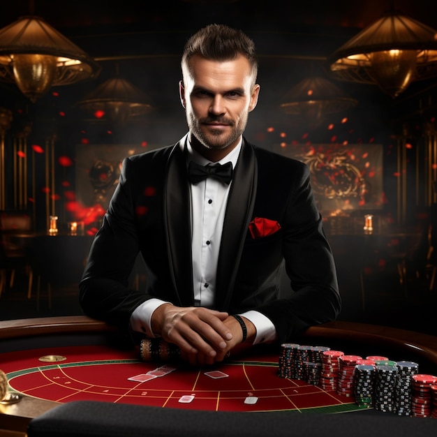 Фото Гиперреалистичные азартные игры в казино с игровыми карточными чипами и кости золотые монеты фон казино