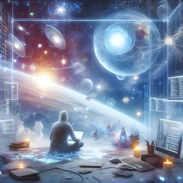 Premium Photo | Hyper realistic Celestial Coding Concept Scenes of ...