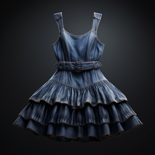 Photo hyper realistic denim dress 3d model with multidimensional layers