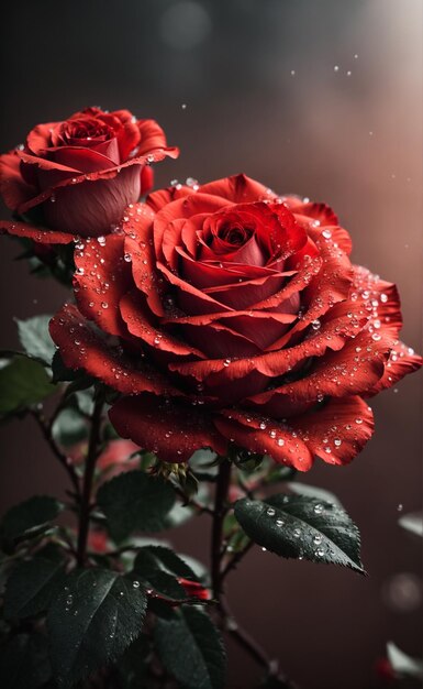 Hyper realistic dewdrop red rose flower illustration 11