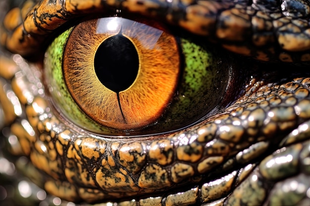 Photo hyper realistic drawing of a reptile eye generative ai