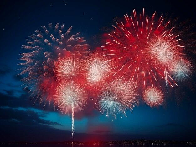 Hyper realistic firework with deep blue sky background