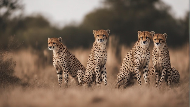 A hyper realistic group of cheetah in jungle