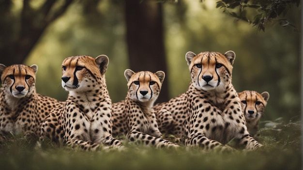 Foto un gruppo iper realistico di ghepardi nella giungla