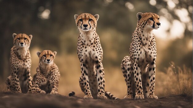 Photo a hyper realistic group of cheetahs in jungle