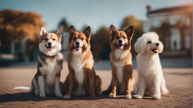 Гиперреалистичная группа милых собак