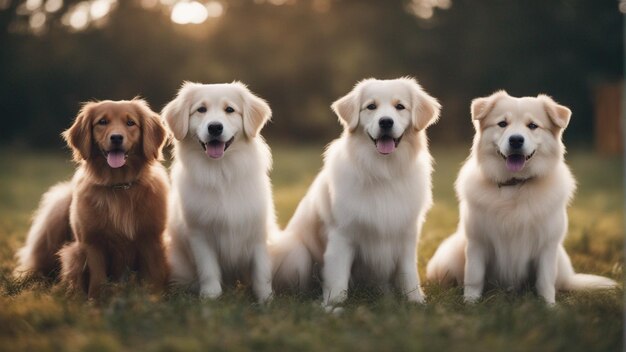 A hyper realistic group of cute dogs