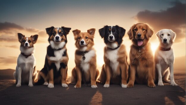 Photo a hyper realistic group of cute dogs