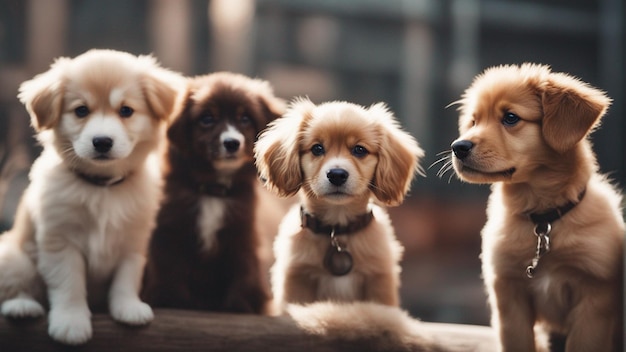 Foto un gruppo iper realistico di adorabili cani