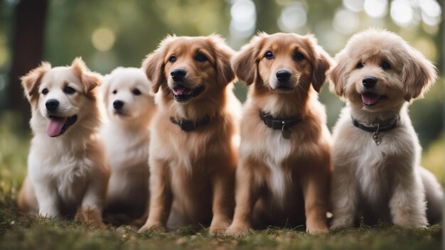 Photo a hyper realistic group of cute dogs