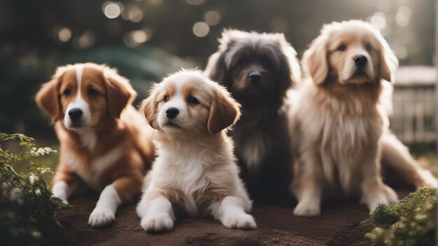 Photo a hyper realistic group of cute dogs