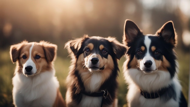 A hyper realistic group of cute dogs