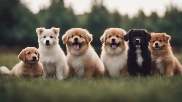 Photo a hyper realistic group of cute dogs