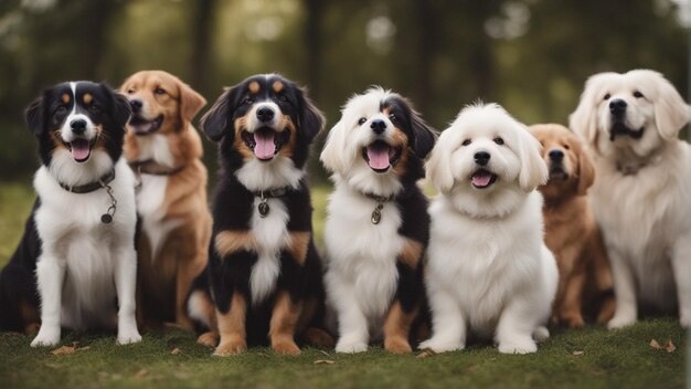 Photo a hyper realistic group of cute dogs