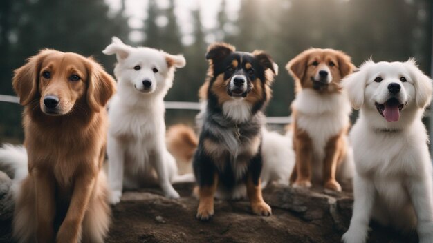 Photo a hyper realistic group of cute dogs