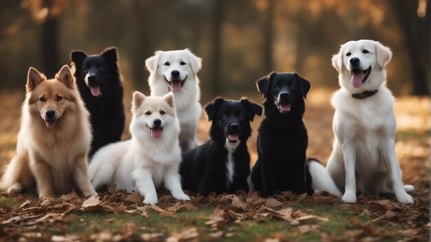 A hyper realistic group of cute dogs